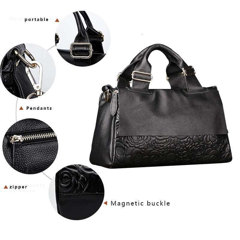 2023 New Genuine Leather Handbag Big Fashion Cowhide Large Capacity Women's One Shoulder Crossbody Bag