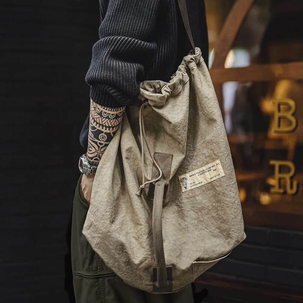 Maden New Vintage Large-Capacity Tie-Dye Canvas Hand-Held Shoulder Bags Crossbody Bucket For Unisex Versatile Bag