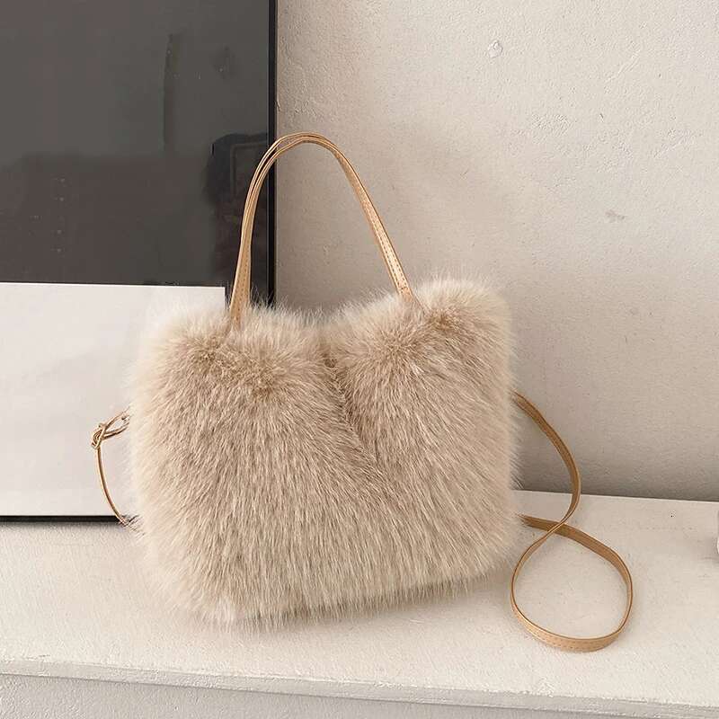 Hot Selling Faux Fur Tote Bag Women's Bucket Plush Design Ladies Handbags Soft Winter Crossbody Shoulder Bags Bolsa Feminina Designer Bags