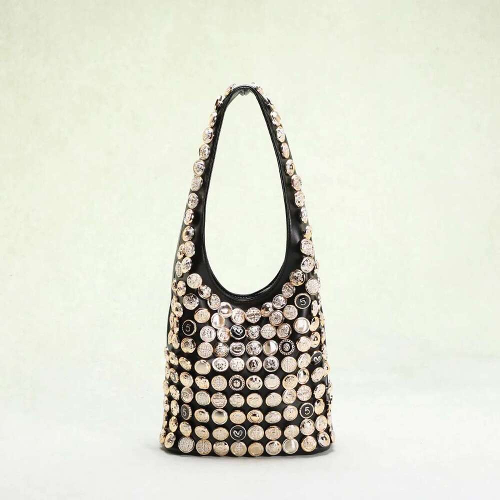 2025 New Women's DIY Pure Hand-sewn Button High-end Sense Underarm Bag, Bucket Shoulder Bags, Handbags