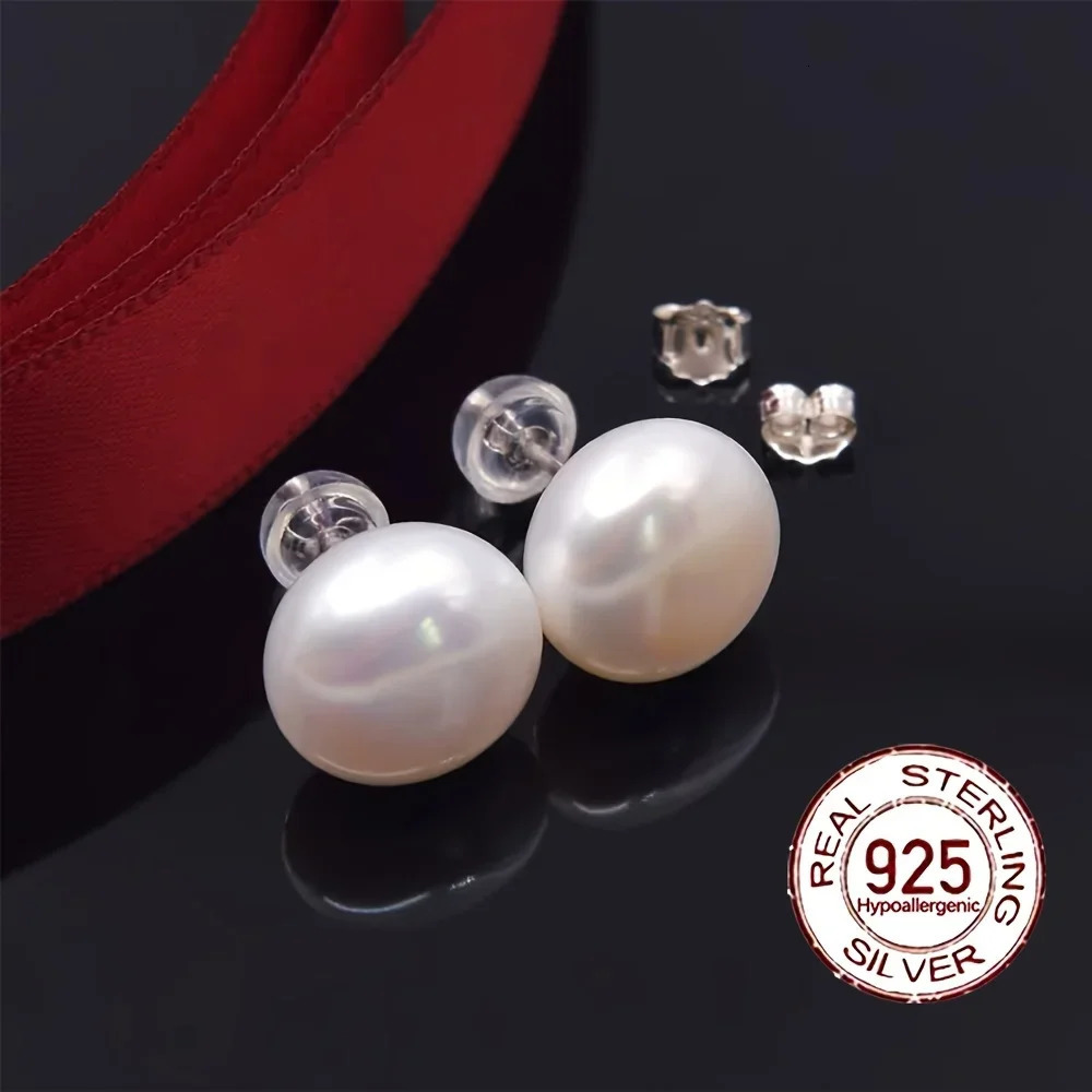Delicate Freshwater Pearl Stud Earrings 925 Sterling Silver Womens Pearl Jewelry Gift for Wedding Anniversary Year 250517