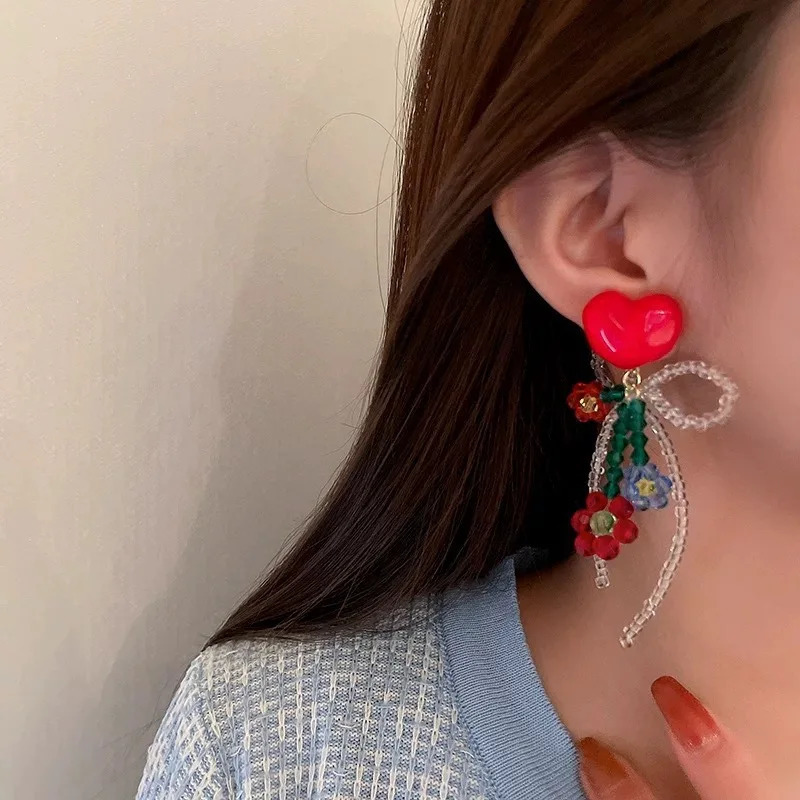 Fashion Temperament Bohemian Pearl Flower Tassel Statement Earrings Women 250520
