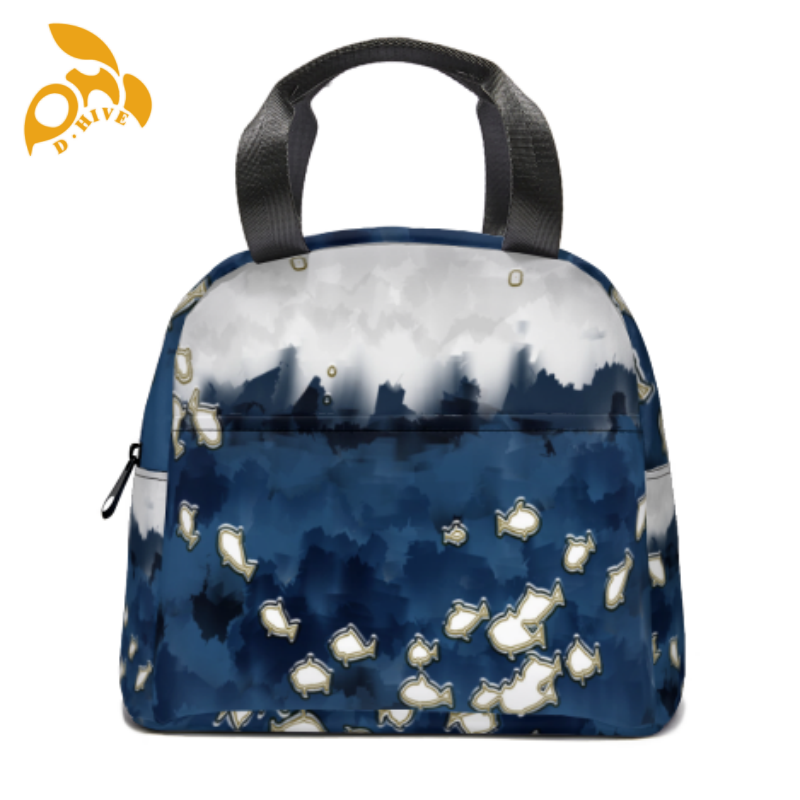 Free delivery. top designers customize round, beige and white and black semi-long, lightweight, simple and portable hand-held insulated meal bags