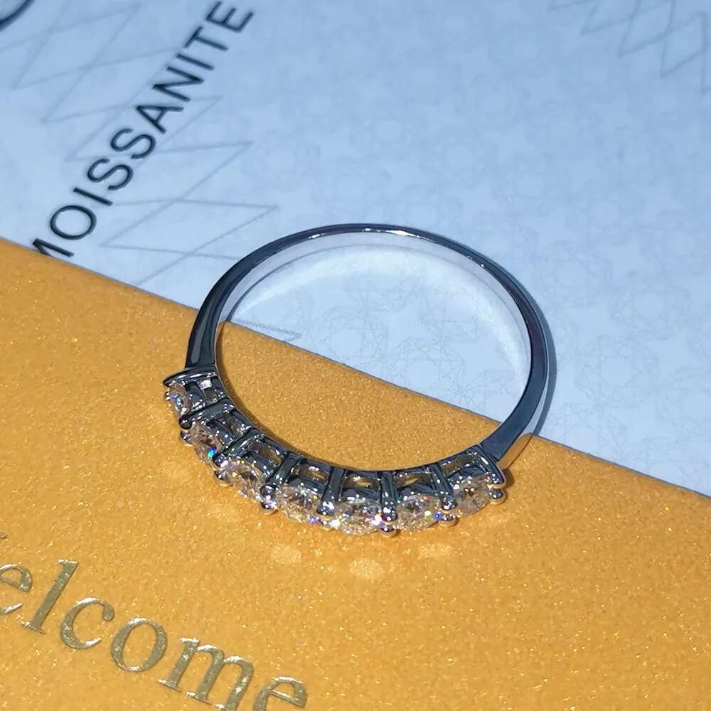 COSFIX 3mm Moissanite Ring for Women 925 Sterling Silver D Color Moissanite Diamond Half Eternity Band Stackble Finger Ring