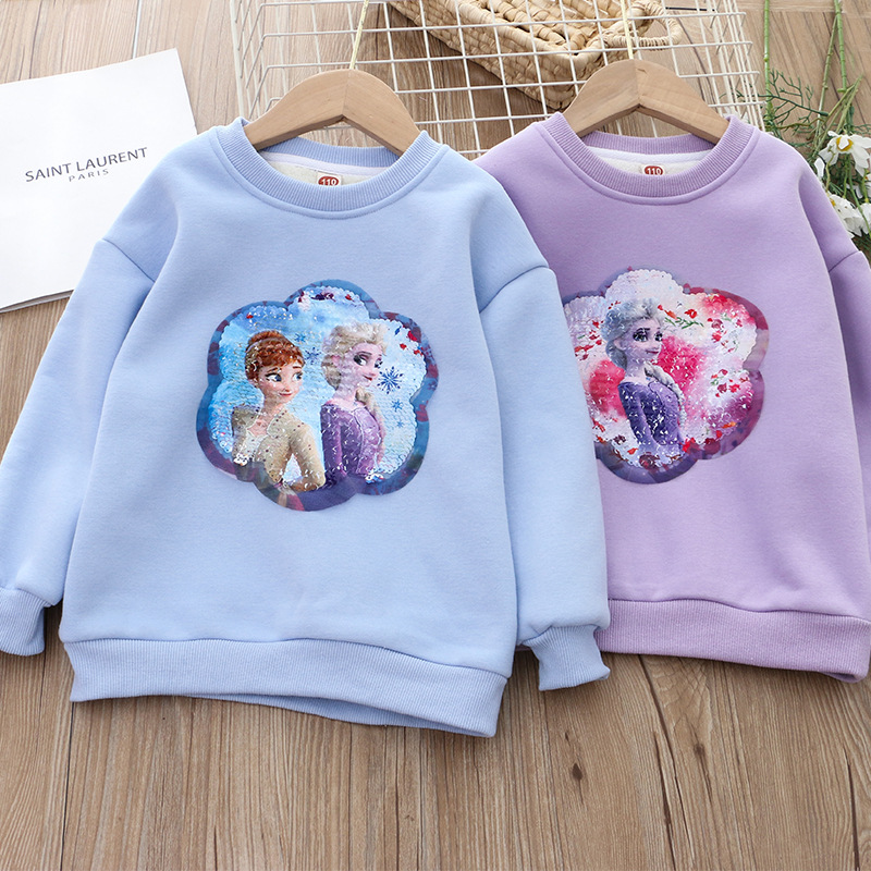 DISNEY infant designer clothes kids designer clothes Frozen Elsa princess Princess baby clothes printed design girls' warm top.