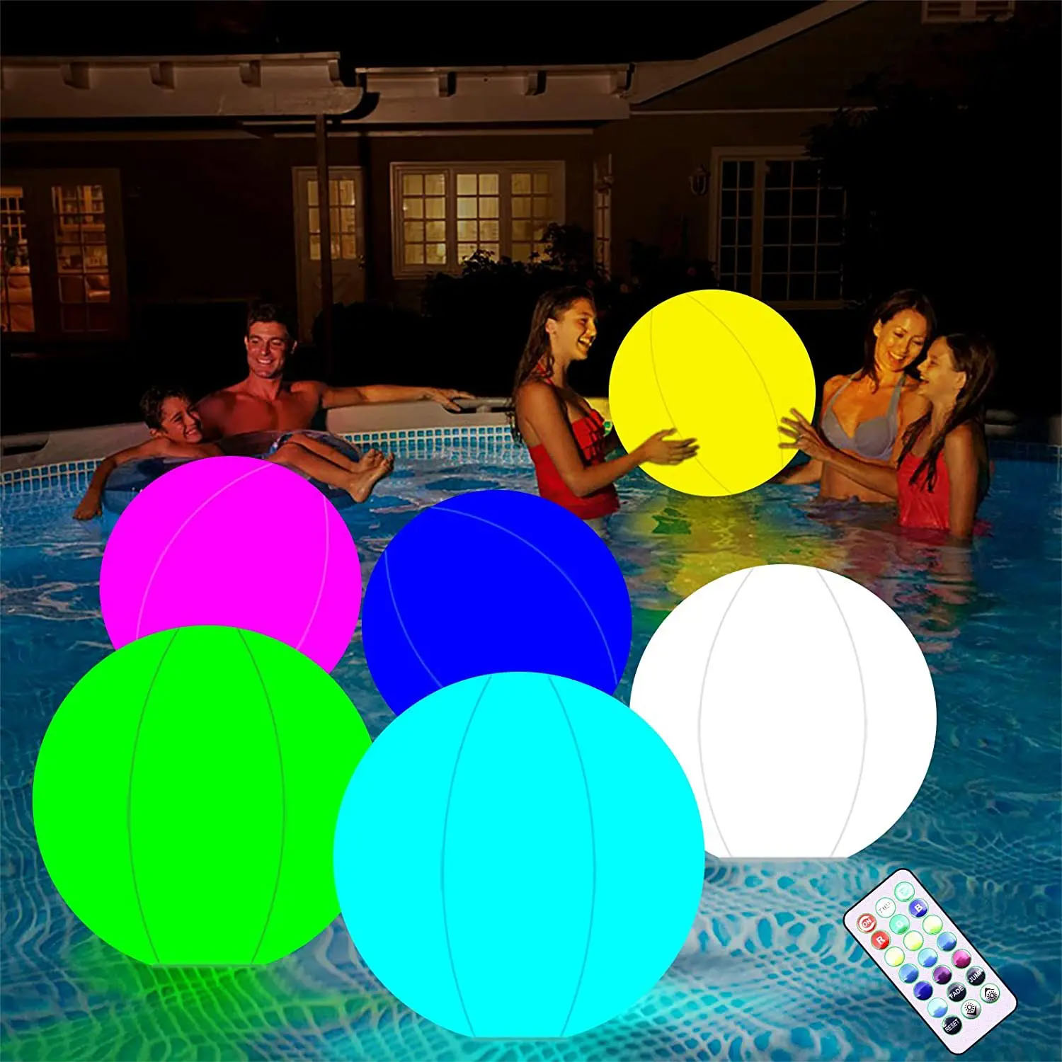 16 Colori Fluttuanti Luci Da Piscina A Piscina 40 Cm Grande Palla Gonfiabile Pe…