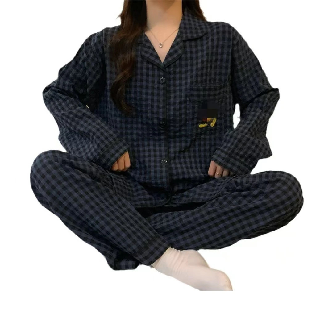 Spring and Autumn Womens Pajamas Homewear Suit Girls LongSleeved Net Red Cartoon Plaid Set 250519