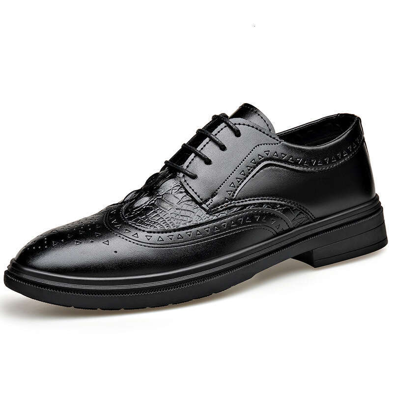 2025 New Spring Business and Leisure British Block Leather Men's Wedding Shoes