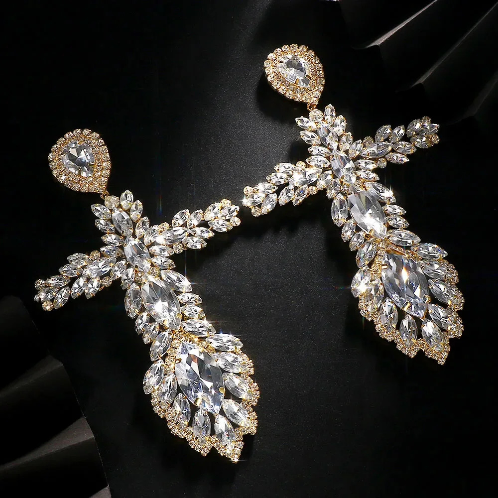 Exaggerated Big Cross Earrings Dangle Earings Crystal Jewelry for Women Vintage Long Earrings Large Ear Jewelry Accessories 250519
