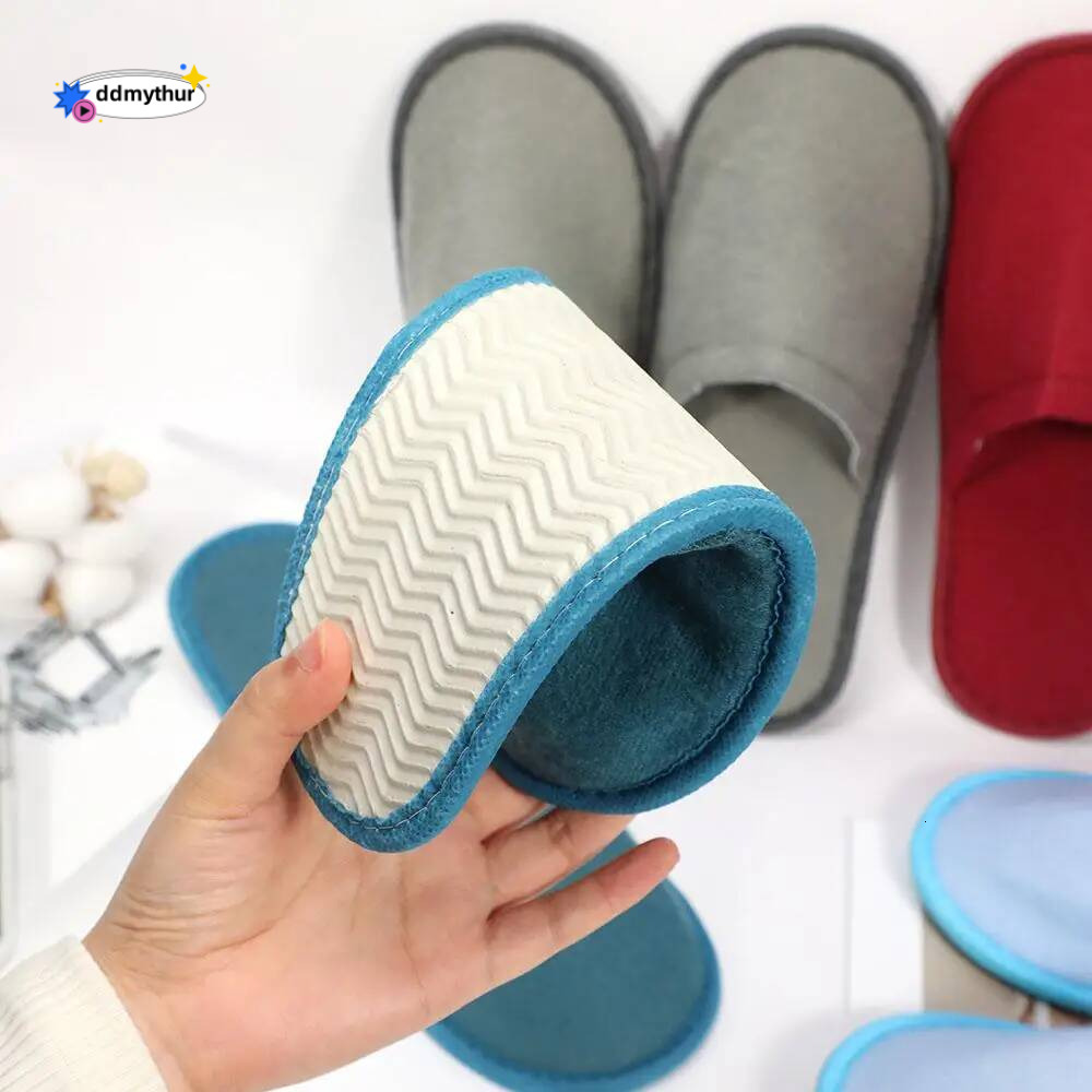 4 Pairs Closed Toe Plush High Quality Disposable Travel Slides Households Shoes Non-slip Hotel Slippers ddmythur