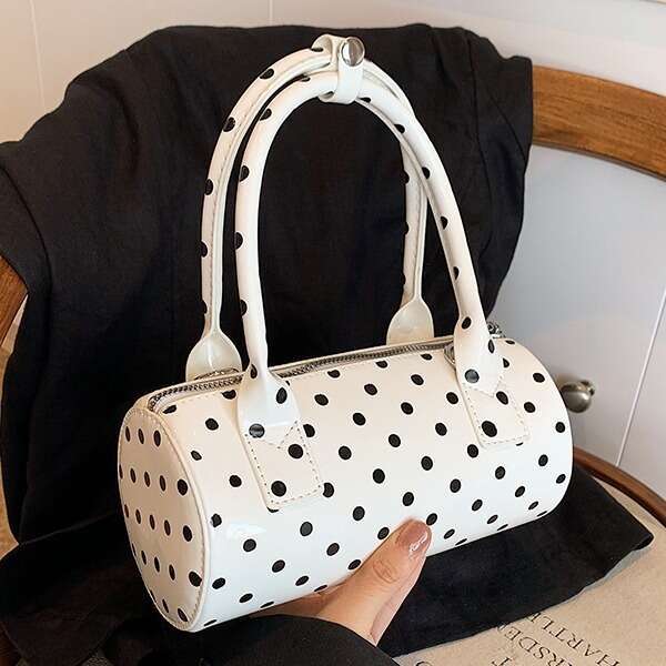 Niche polka dot for women 2025 fashionable and versatile armpit crossbody exquisite hand-held small handbag cylindrical bag new casual fashion trend