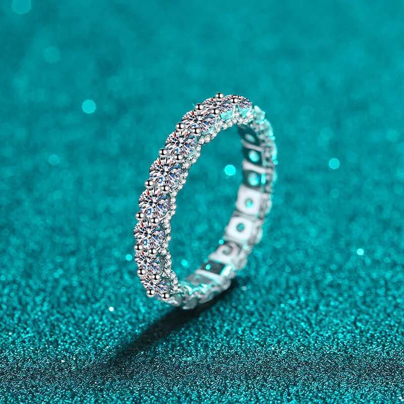 COSFIX D Color Women Moissanite Ring s925 Silver 3mm Moissanite Row Ring for Women Luxury Women Full Moissanite Rings 2023