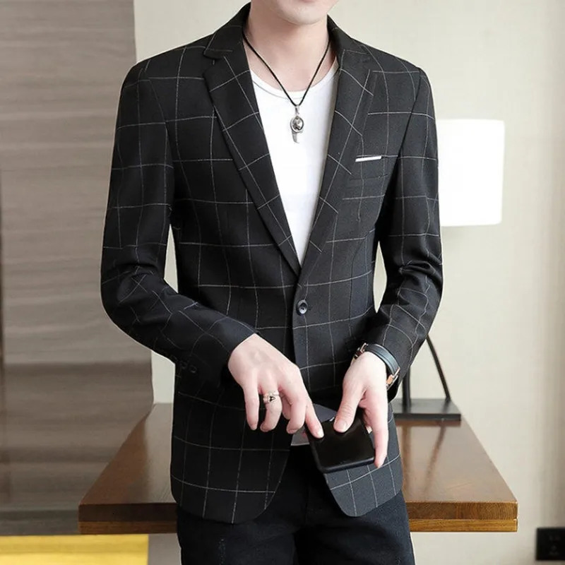 2025 explosive plaid pattern British suit jacket slim casual comfortable handsome mens clothing 250514