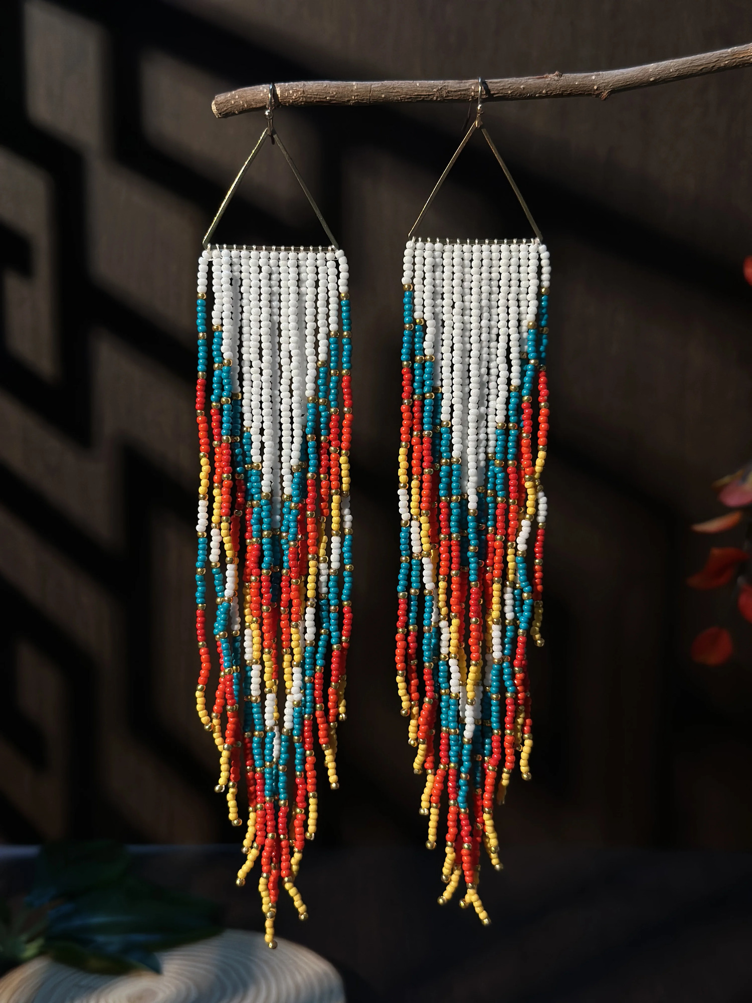 Bohemian style long metal hand-beaded tassel earrings Christmas gifts Valentines Day gifts 250519