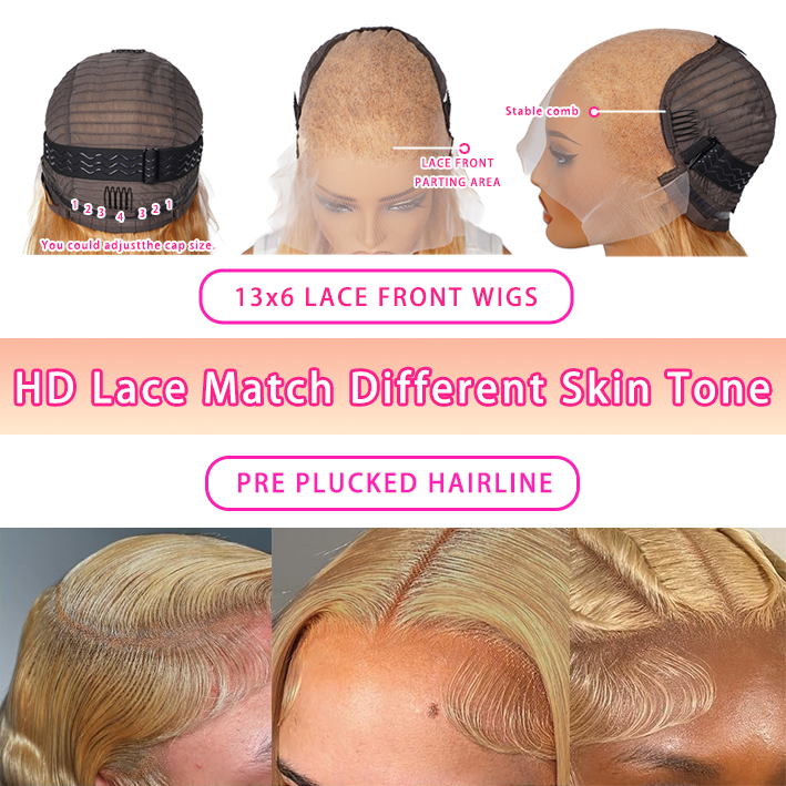 18-30 inch 13x6 HD lace front wig for women | 27 # straight human hair wig , free to sew natural hairline
