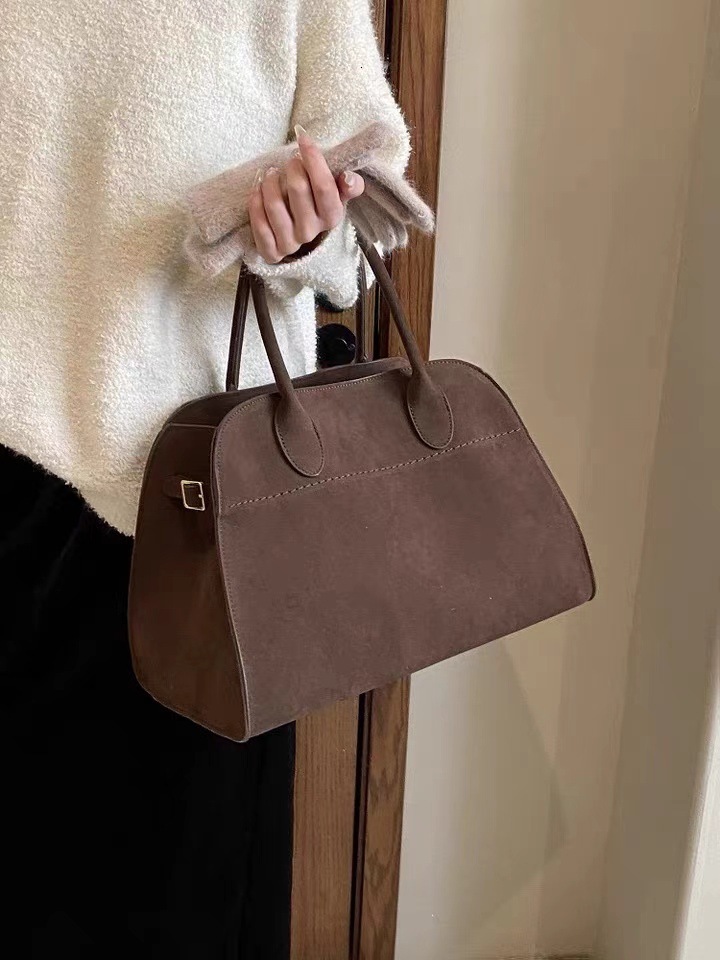 Suede official document for women in spring 2025 new high-end handbag shoulder bag fashionable commuting tote bag