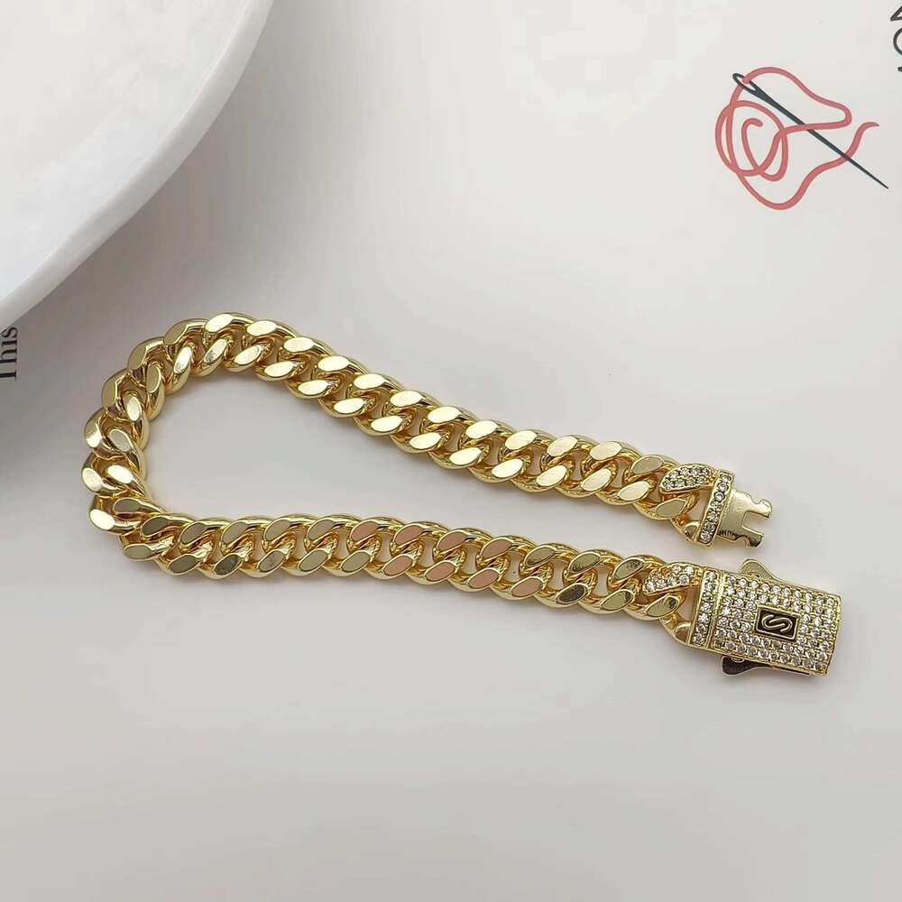 JML 2025 New Design Hip Hop Style Fashion Shining Jewelry 14k Plated High Quality Men's Monaco Gold Cuba Bracelet