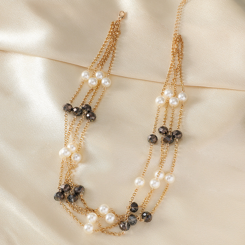 New pearl for women a niche design temperament, crystal necklace with personality and versatile accessories