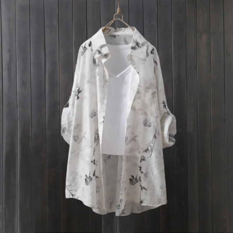 Sunscreen Shirt for Women Summer Loose Thin Coat Chinese Style Printed Clothes Air Conditioning Midlength 250514