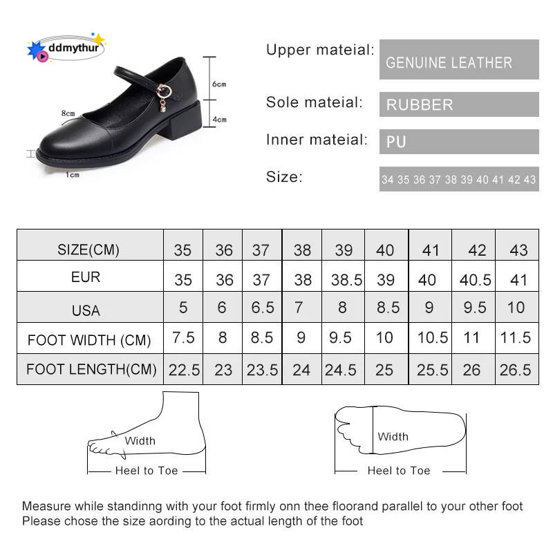 DIMANYU Formal Genuine Leather New Mid-heel Mary Jane Women Shiny Fashion Large Size Ladies Office Shoes ddmythur