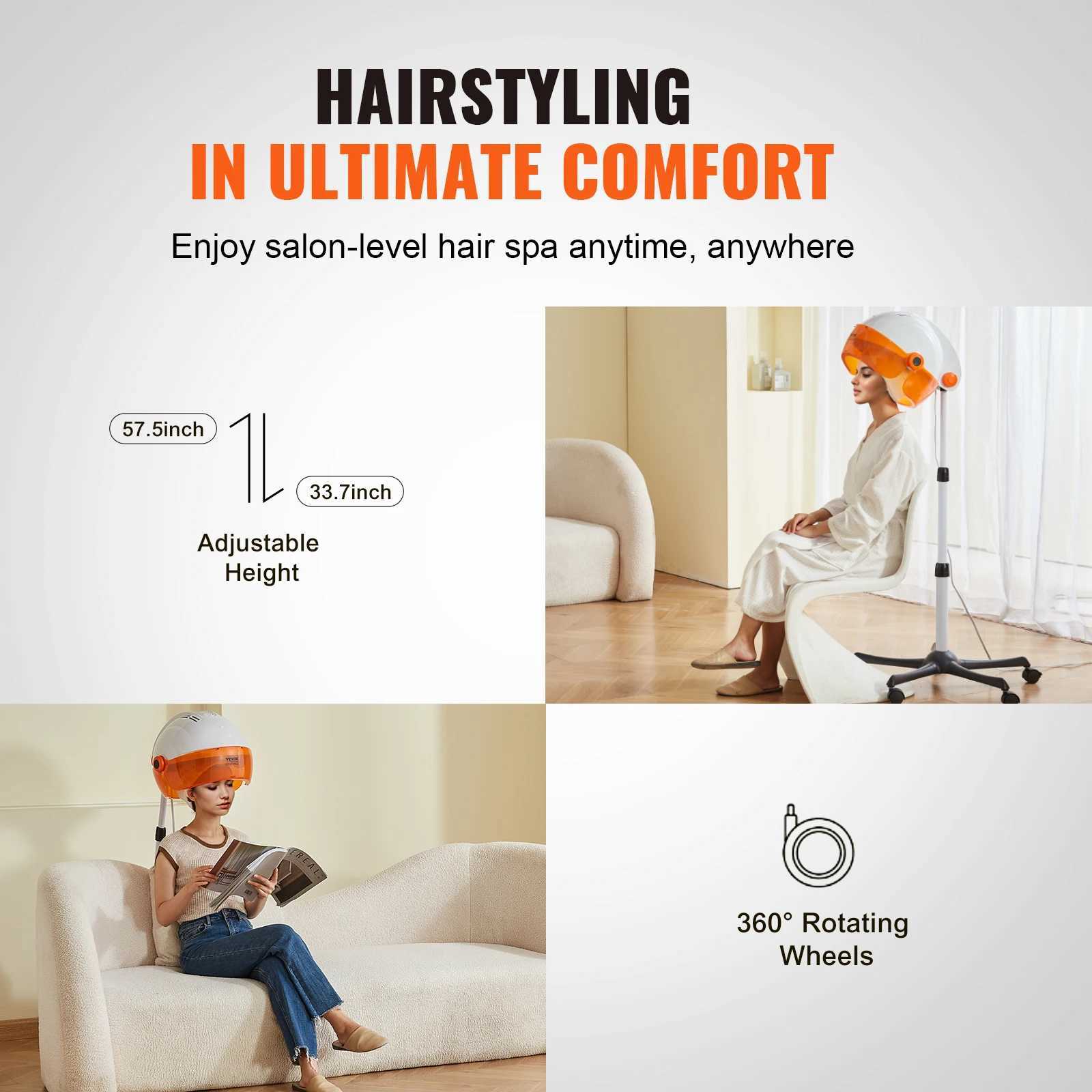 SKYSHALO Salon-Grade Hair Dryer 1875W Powerful Stand Dryer Adjustable Timer and 3 Heat/Speed Options Mobile Base with Wheels z250520