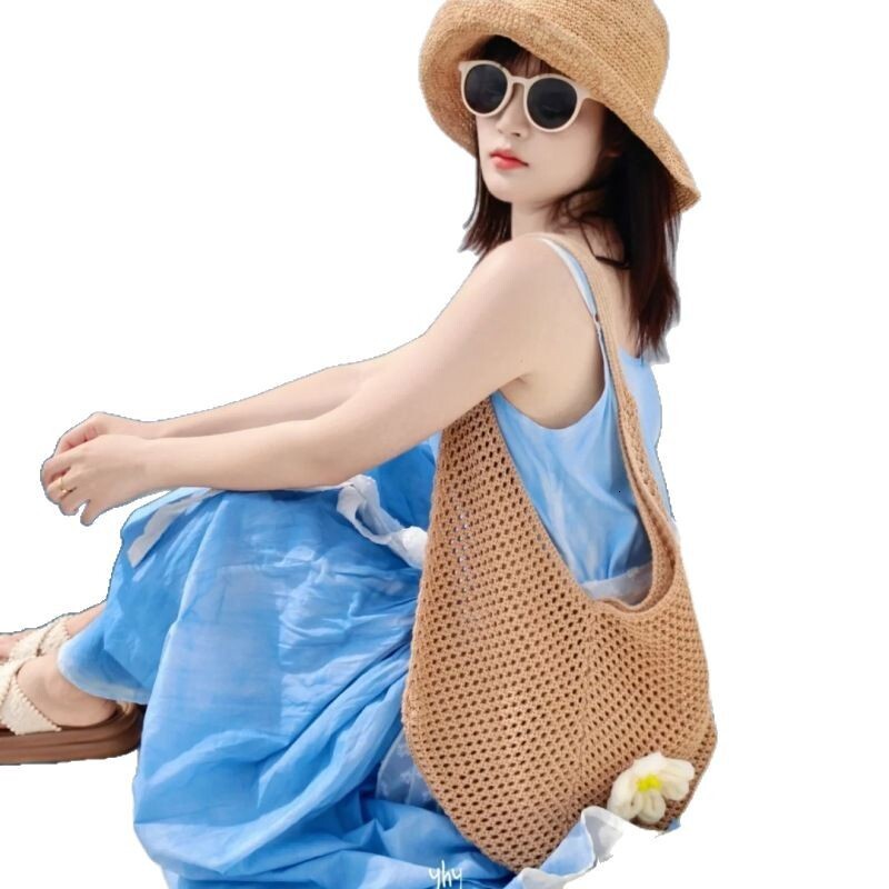 designer bag Summer women's new shoulder large capacity tote beach vacation straw woven loose fit bag