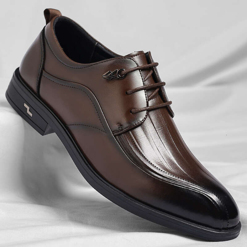 Men's 2025 new business formal men's British style casual low cut leather wedding shoes men