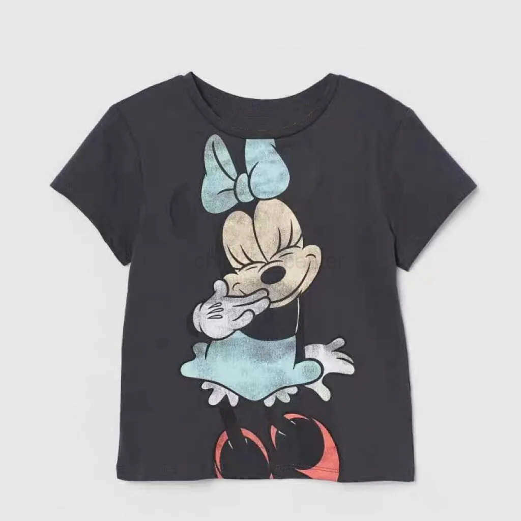 Disney Cartoon Tshirt Boys And Girls Trendy Short Sleeve Tees Round Neck Base Shirt 2024 New Costume Toddler Cute Thin Cotton Soft Wear W250520