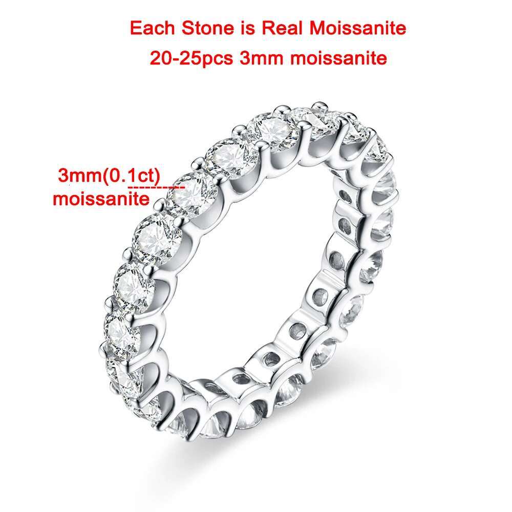 2mm/3mm D Color Moissanite Ring for Woman 925 Sterling Silver Plated 18k White Gold Wedding Band Jewelry With GRA Certificate