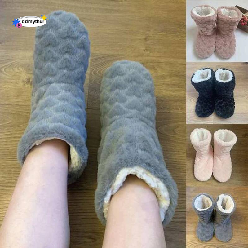 Winter Adult Men And Thick Warm Floor High Tube Non-Slip Indoor Cotton Plush Home Slippers Shoes Women Girl ddmythur