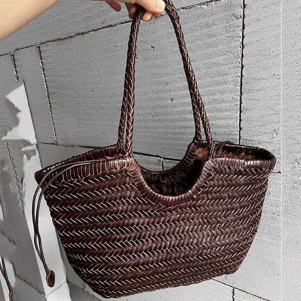 Natural Cowhide Weave Handbags Fashion Small Manual Hand Made Ladies Woven Handbag Exquisite Tote Dating Shopping Bags M250520