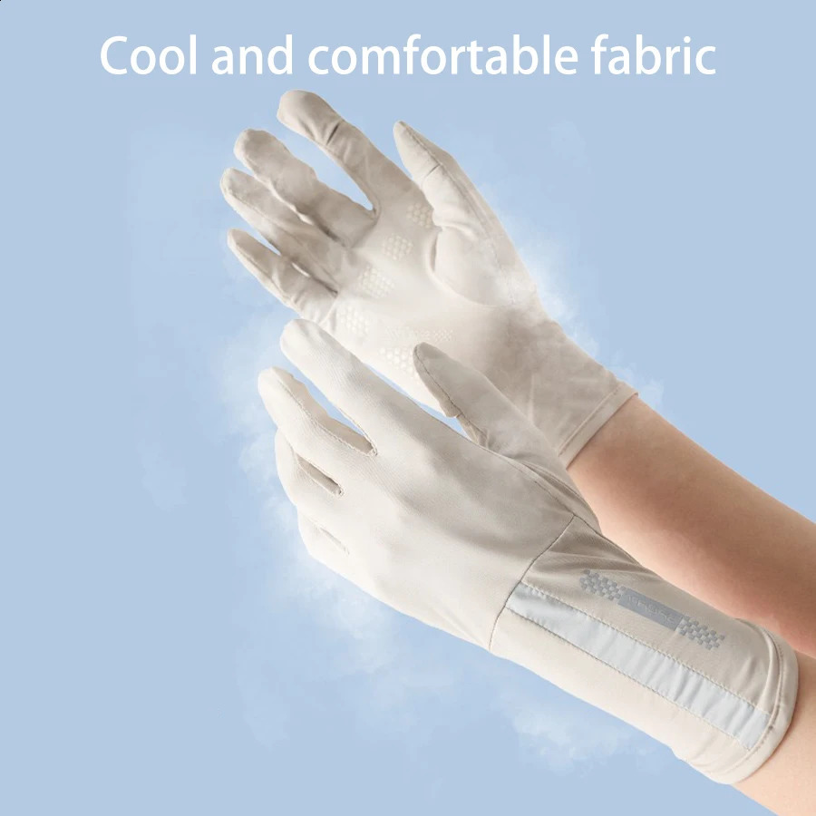 Summer sun protection gloves anti slip breathable UV resistant touch screen cool feeling cycling outdoor sports ice silk 250515