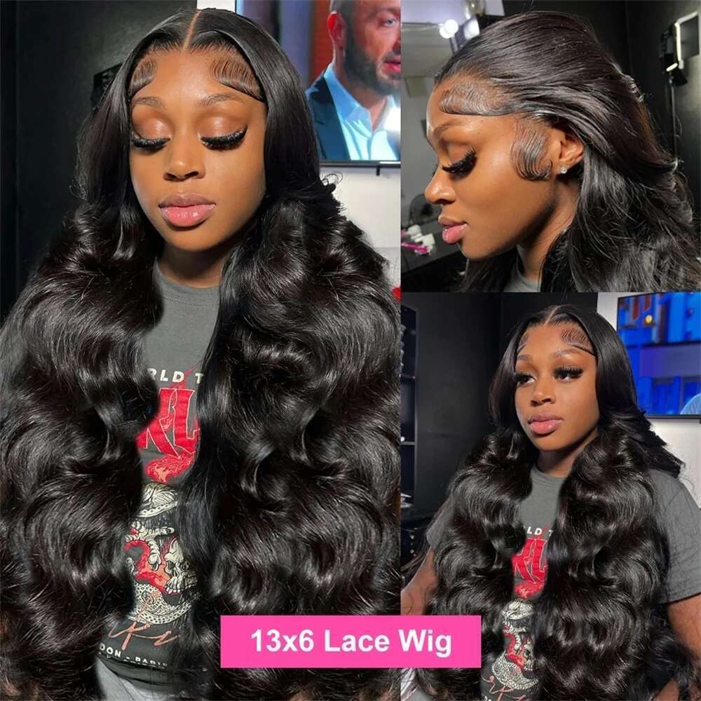 Brazilian 180 Density Body Wave 13X4 13x6 HD Transparent Front Human Hair Wigs For Women 32 34 Inch 360 Full Lace Wig