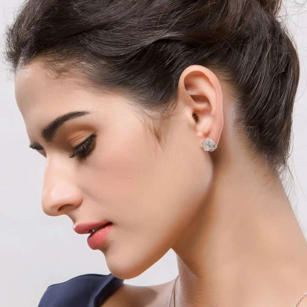 Rotimi Fashion Statement Rose Cube Zircon Champagne Gold Plated Earrings for Women's Brincos