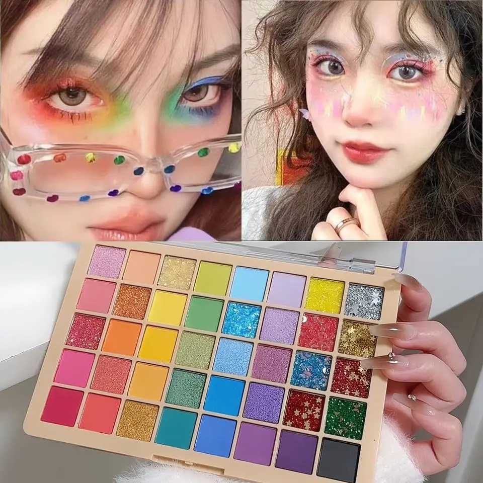 Colored eyeshadow set 40 colors music festival performance stage matte and pearlescent green blue pink Mothers Day giftXJ250520