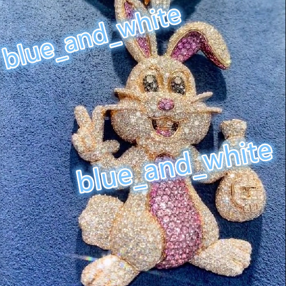 Iced Out VVS Moissanite Rabbit Pendant S925 Hiphop Personalized Bling Custom Moissanite Pendant