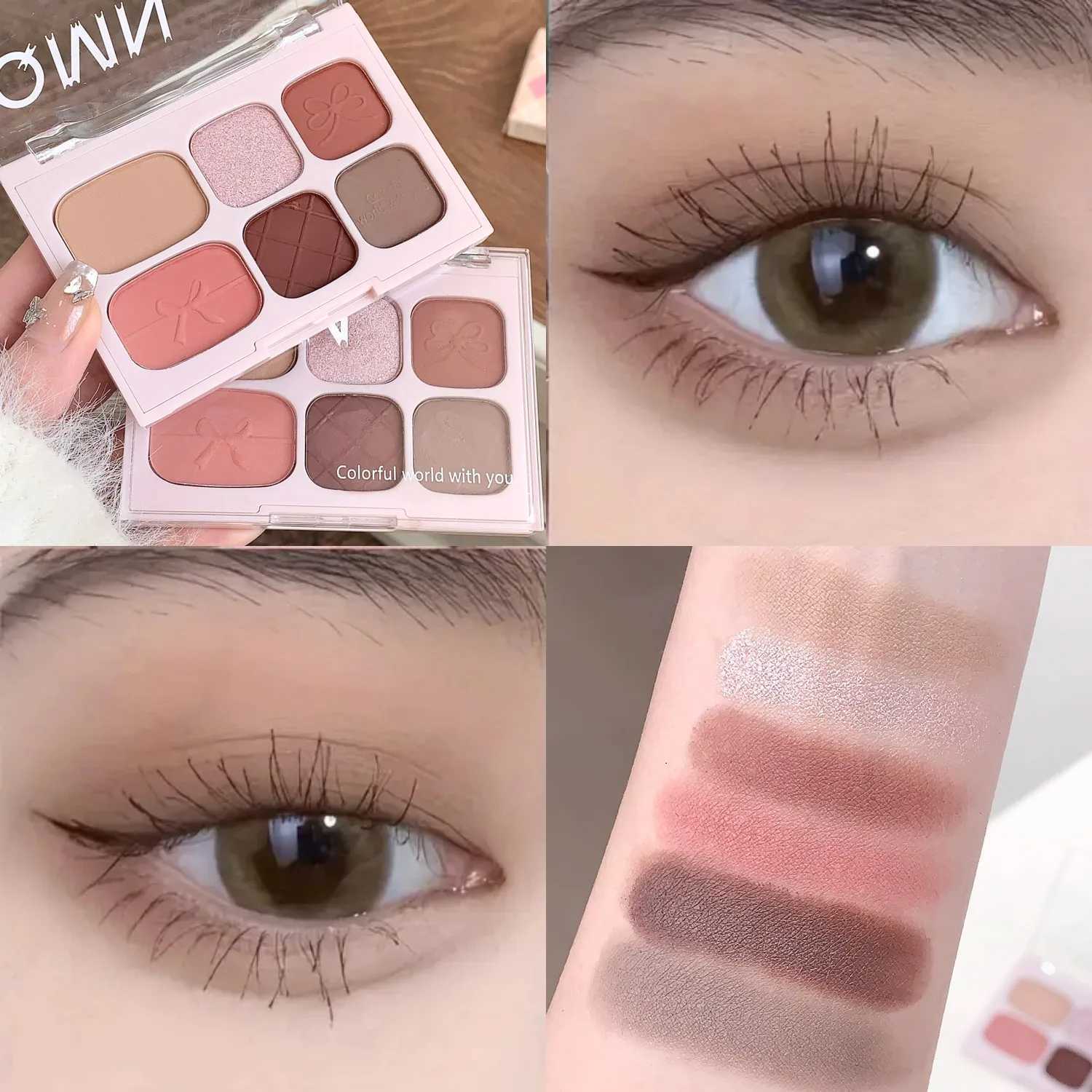 6 Color Matte Eyeshadow Palette Powder Brightening Eyes Highlighter Pink Facial Blusher Glitter Shimmer Eye Shadow Korean MakeupXJ250520