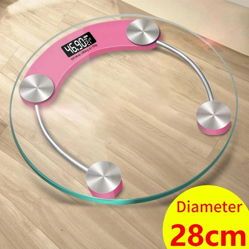 Fashion Round Weight Scale Electronic LCD Display Toughened Glass Bathroom Gym Smart Body Weighing Digital Scale 250513