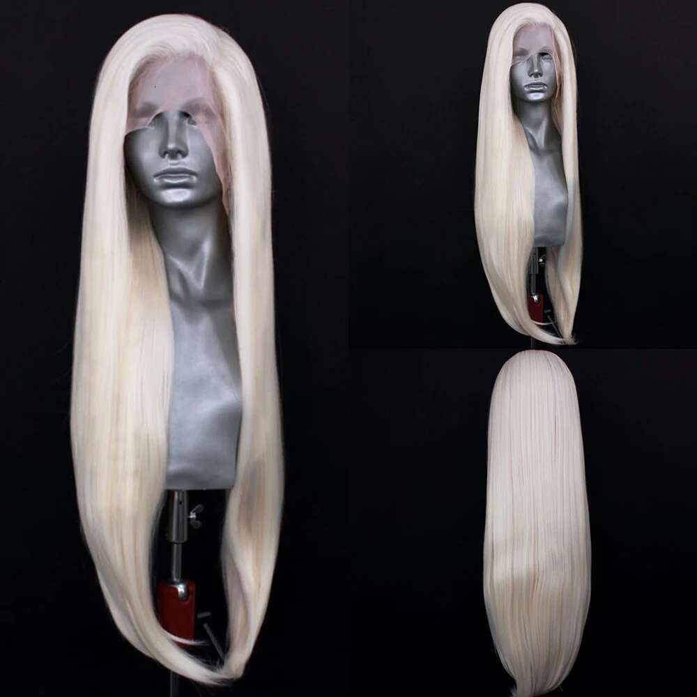 Platinum Blonde Wig Natural Front Wigs For Women Long Wave Lace Synthetic Hair Copper Red Cosplay Daily Wear
