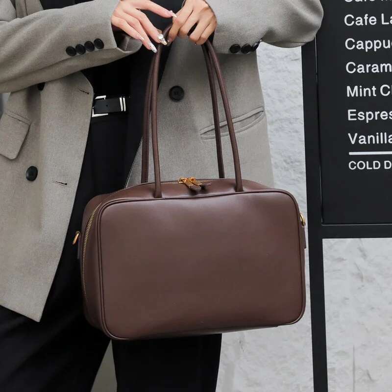 Cowhide Fashion Women Shoudler Coffe Bags Desiger Genuine Leather Large Ladies Crossbody Brown Bag Female Handbags Black
