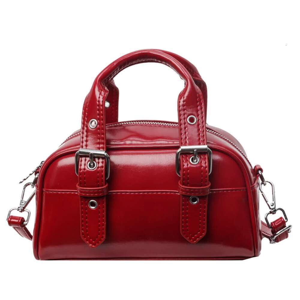 Women's Handbag PU Glossy Leather Boston Fashion Designer Shoulder Ladies Mini Tote Purse Female Crossbody Messenger Bag