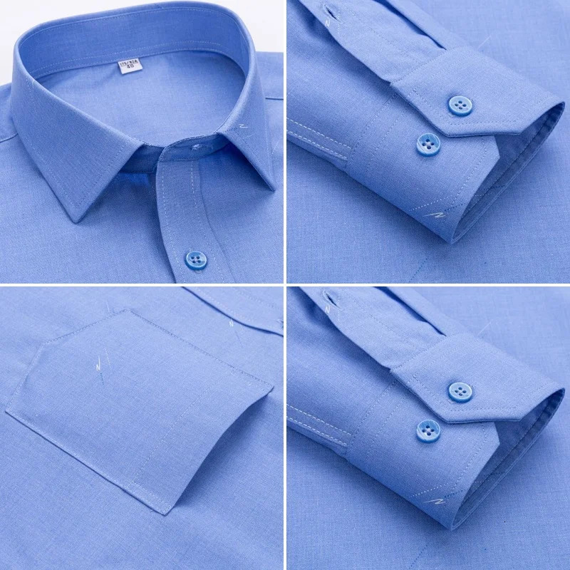 Mens Striped Shirt Long Sleeve Anti-Wrinkle Formal Soft Fashion Casual Business Pocket Office Shirts Men Clothing 4XL 5XL 250520