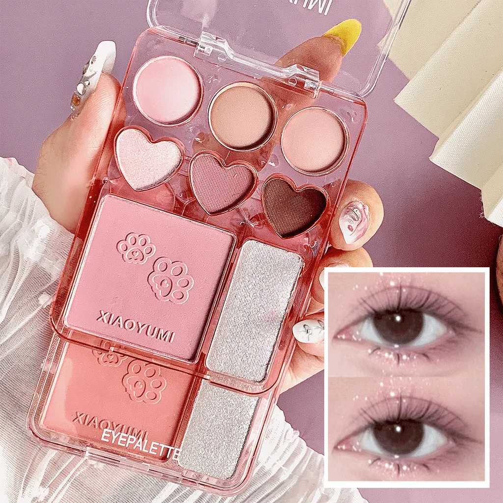 8-Color Love Eyeshadow Palette Sweetheart Blush Highlighter All-in-One Natural 3D Long-lasting Delicate Glitter Eyeshadow W250520