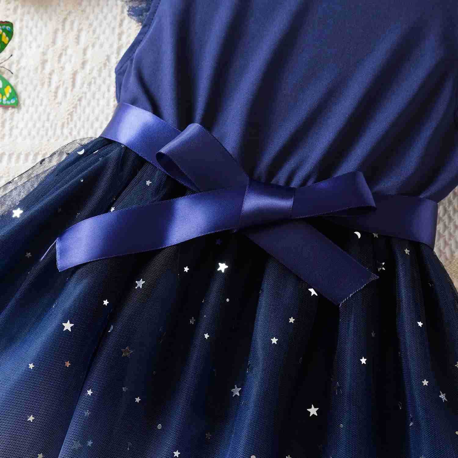 Disney Mickey Minnie Mouse Girls Sequin Tutu Dress with Bow Flutter Sleeves Summer Princess Party Outfit for Toddler Kids 2-6 Years W250520