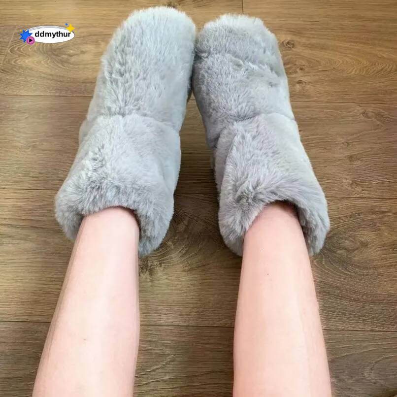 Home Womens Slipper Boots Winter Fur Contton Warm Plush Indoor Flat Fuzzy Fluffy Female Room House Shoes Flip Flop Ladies Slide ddmythur