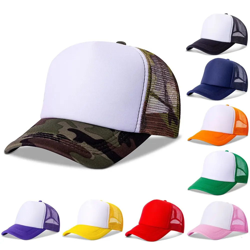 Fashion Unisex Plain Baseball Cap Adjustable Trucker Baseball Cap Mesh Curved Mens Womens Sun Summer Hat 250519
