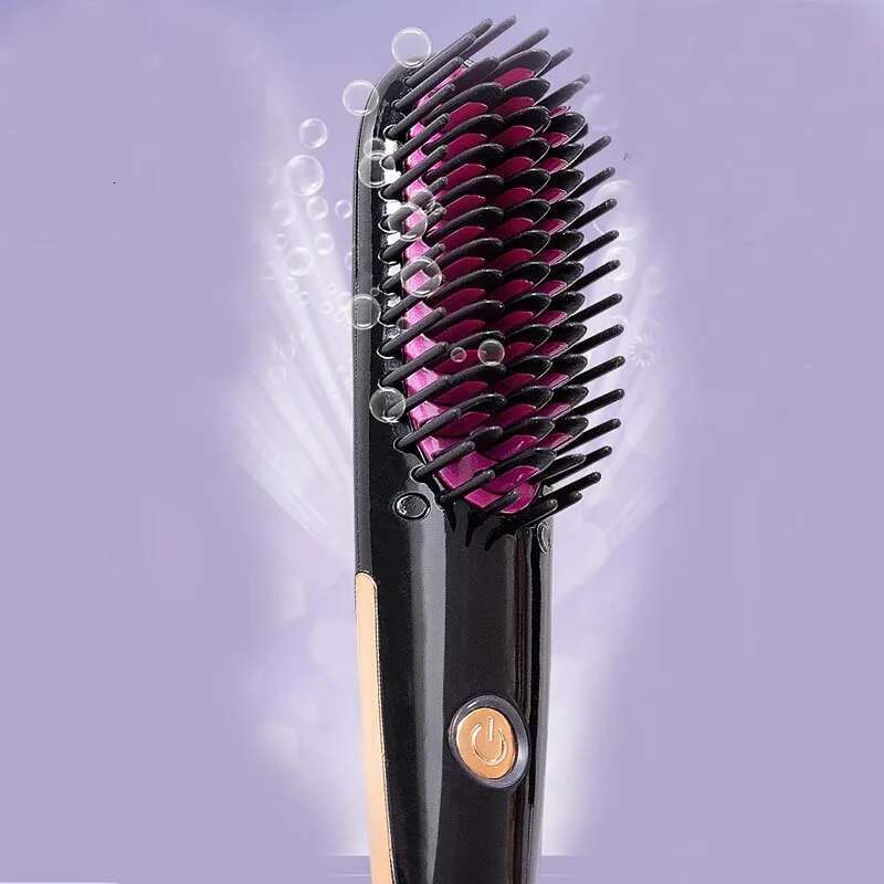 Mini Size Heat Drying Straightening Comb Easy Use Ionic Hair Styler Colorful Design Hot Air Brush