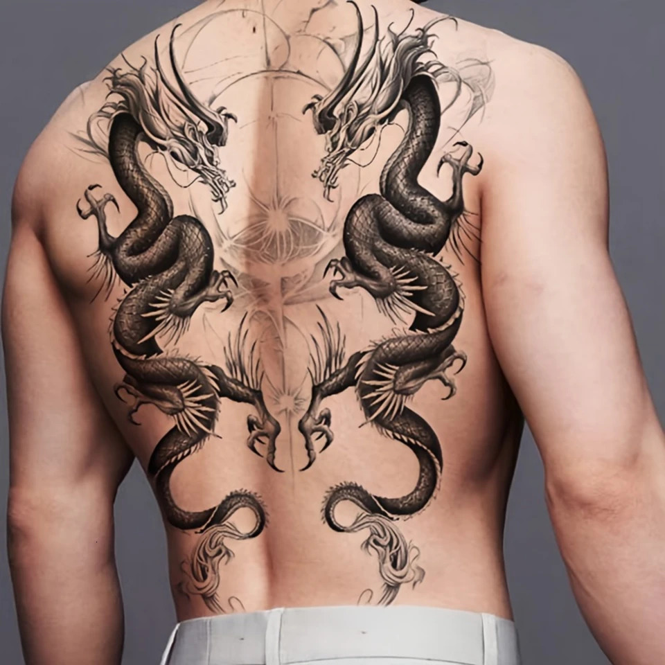 Temporary Waterproof Dragon Totem Full Back Tattoo Sticker Lasting For One To Two Weeks Realistic Tattoo Color That Does Not R 250515