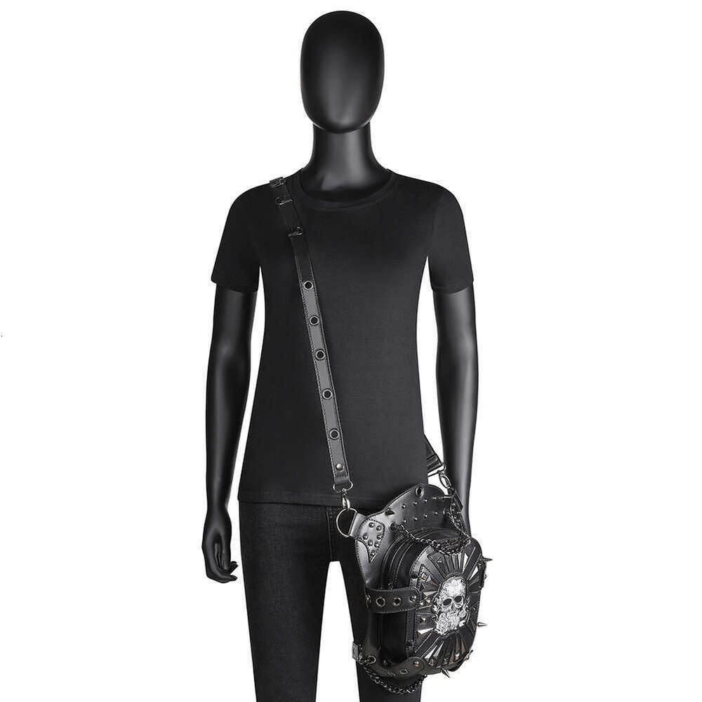 Female Punk Motorcycle Skull One Shoulder Women's Crossbody Bag PU Outdoor Waistpack