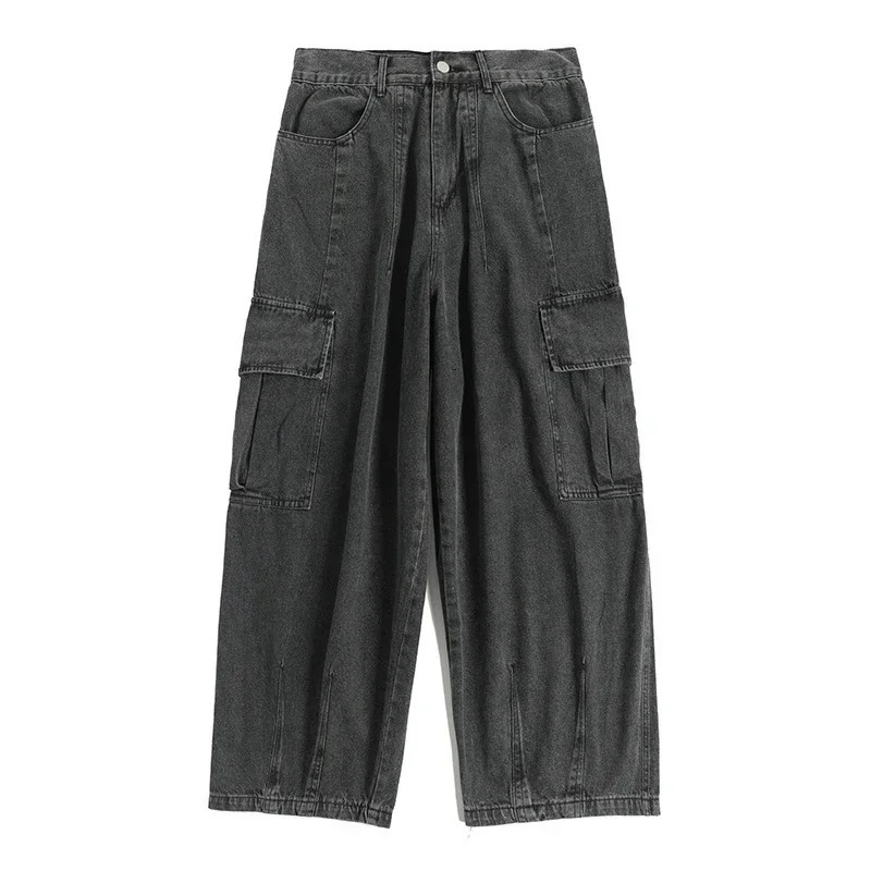 Baggy Jeans Mens Oversize Cargo Korean Black Wide Pants Streetwear Hip Hop Harajuku Male Fashion Straight Denim Pants 250519